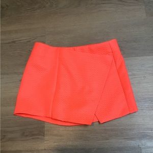 Topshop vibrant orange quilted wrap front shorts